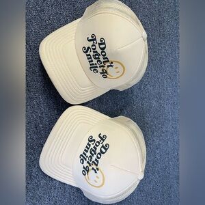 Cream Trucker Hat with Smile Design